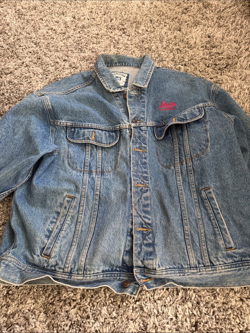 Lee Blue Denim Trucker Jacket with Red Embroidery